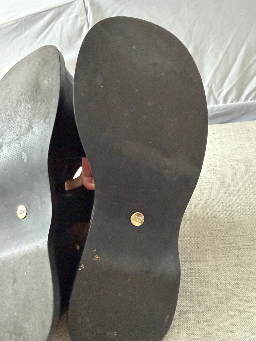 Zara Black 100% Leather Crisscross Slingback Sandals with Gold Buckles - Picture 8 of 9